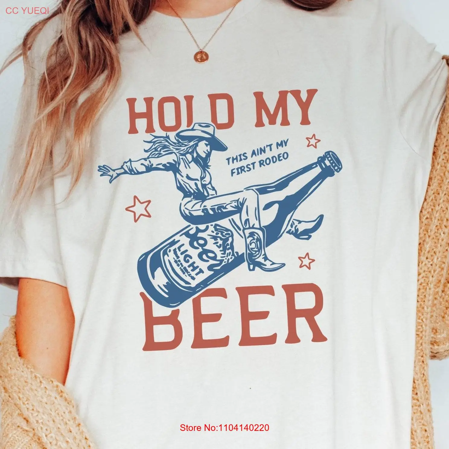 Badass Western Cowgirl 'Hold My Beer' T Shirt Funny Sassy Attitude Country Beer Lover long or short sleeves