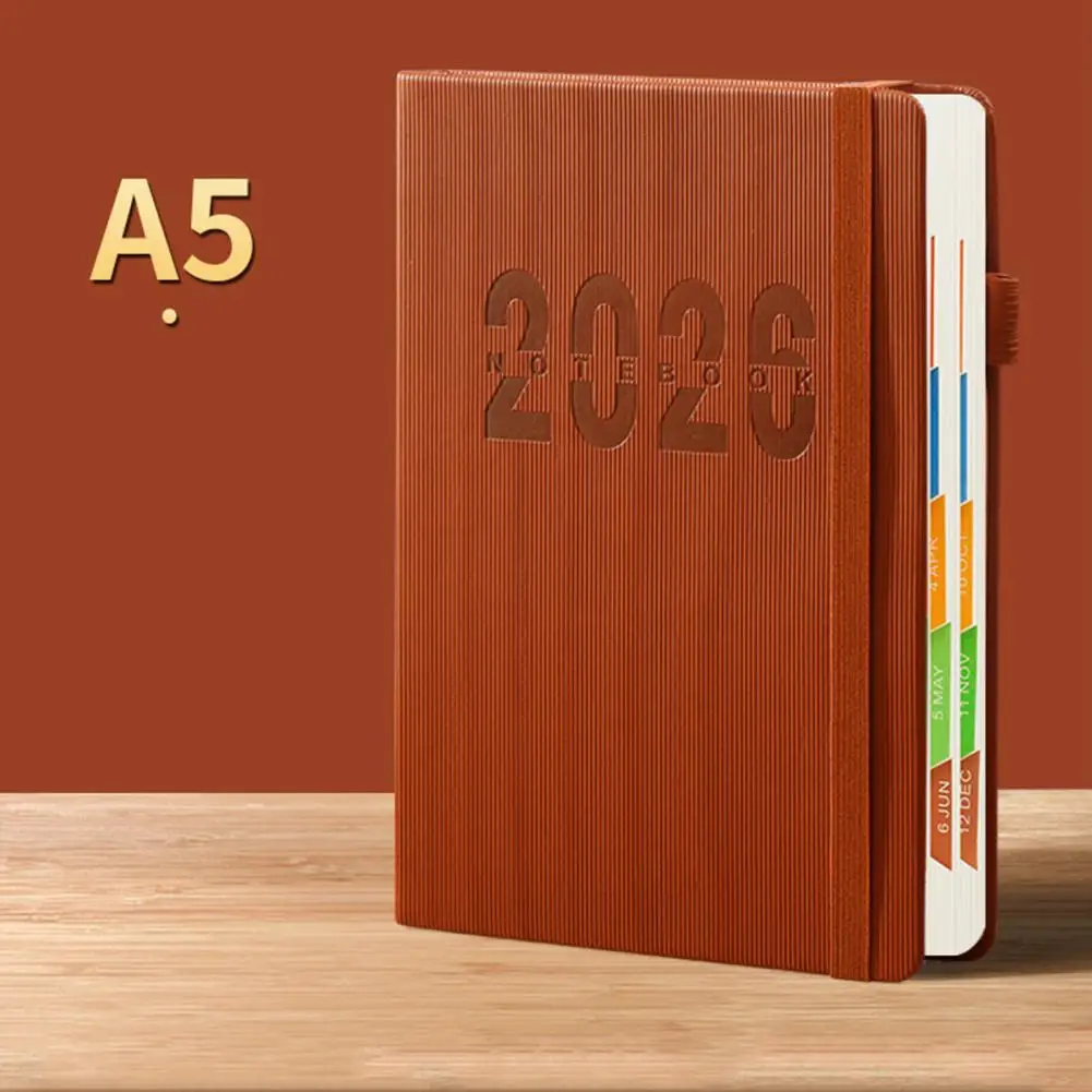 Diario di pianificazione annuale 2026 Planner con copertina in ecopelle per uomo Donna Calendario settimanale mensile Diario Contatti Note Pagine