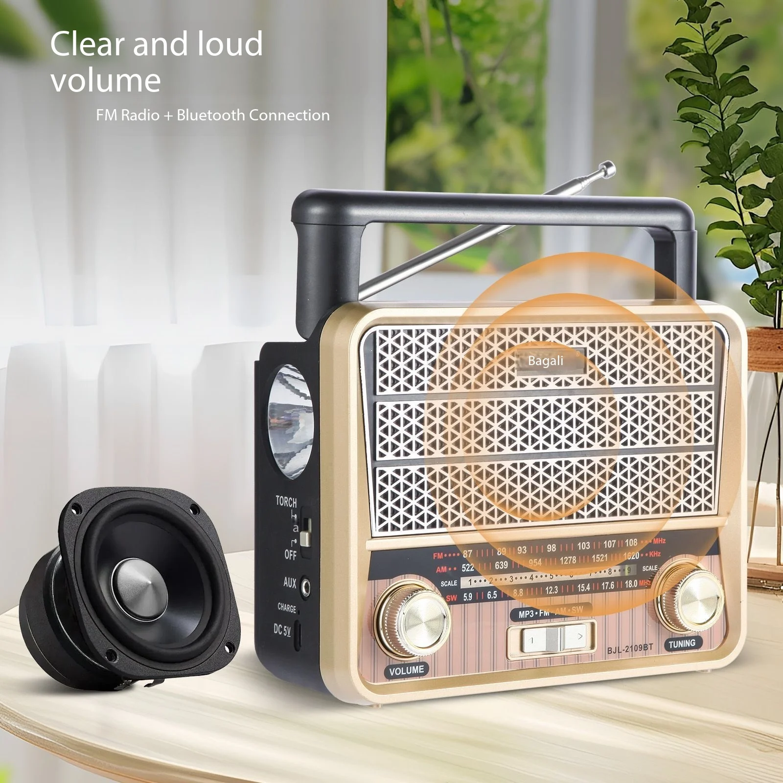 

Портативное винтажное радио, классическое ретро-радио с полным диапазоном FM/AM/SW, беспроводной Bluetooth-динамик, поддержка LED-подсветки, TF, USB, AUX