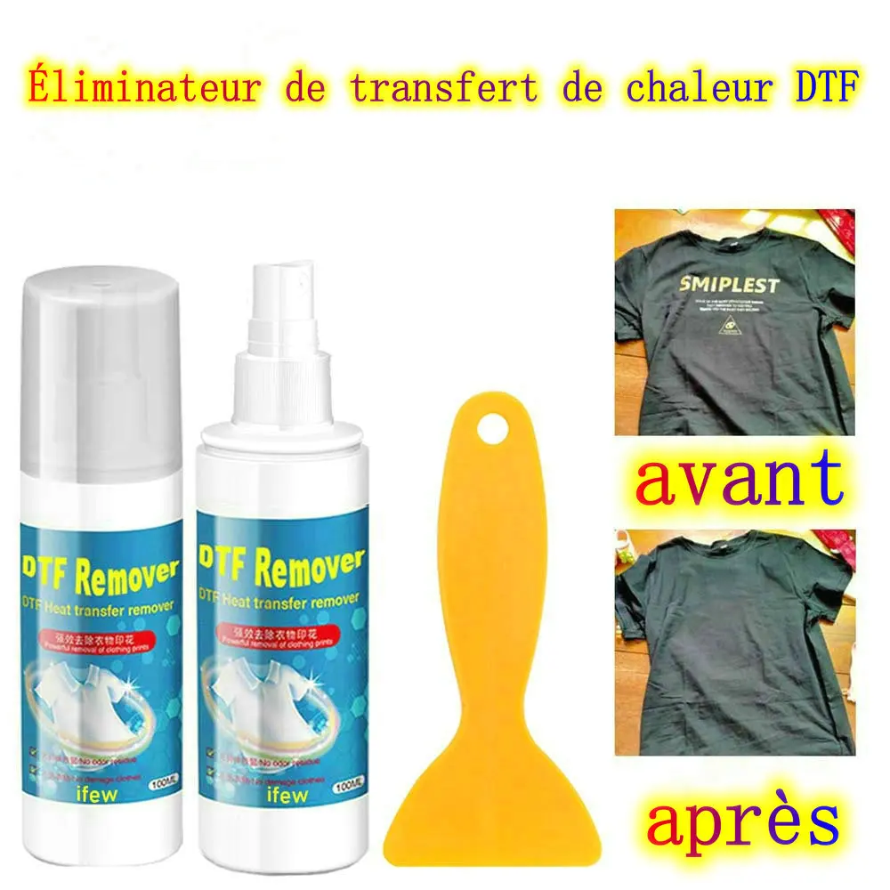 Dissolvant pour vinyle de transfert thermique DTF, éliminateur de vêtements DTF, liquide de nettoyage adhésif pour impression, éliminateur de vêtements pour nettoyeur d'imprimante