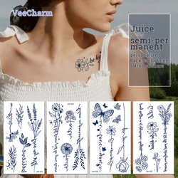 VeeCharm - Juice Semi-permanent Tattoo Stickers, Fake Tattoo For Women/Girls, Sexy, Personalized, Back/Collarbone,1/9 Sheet