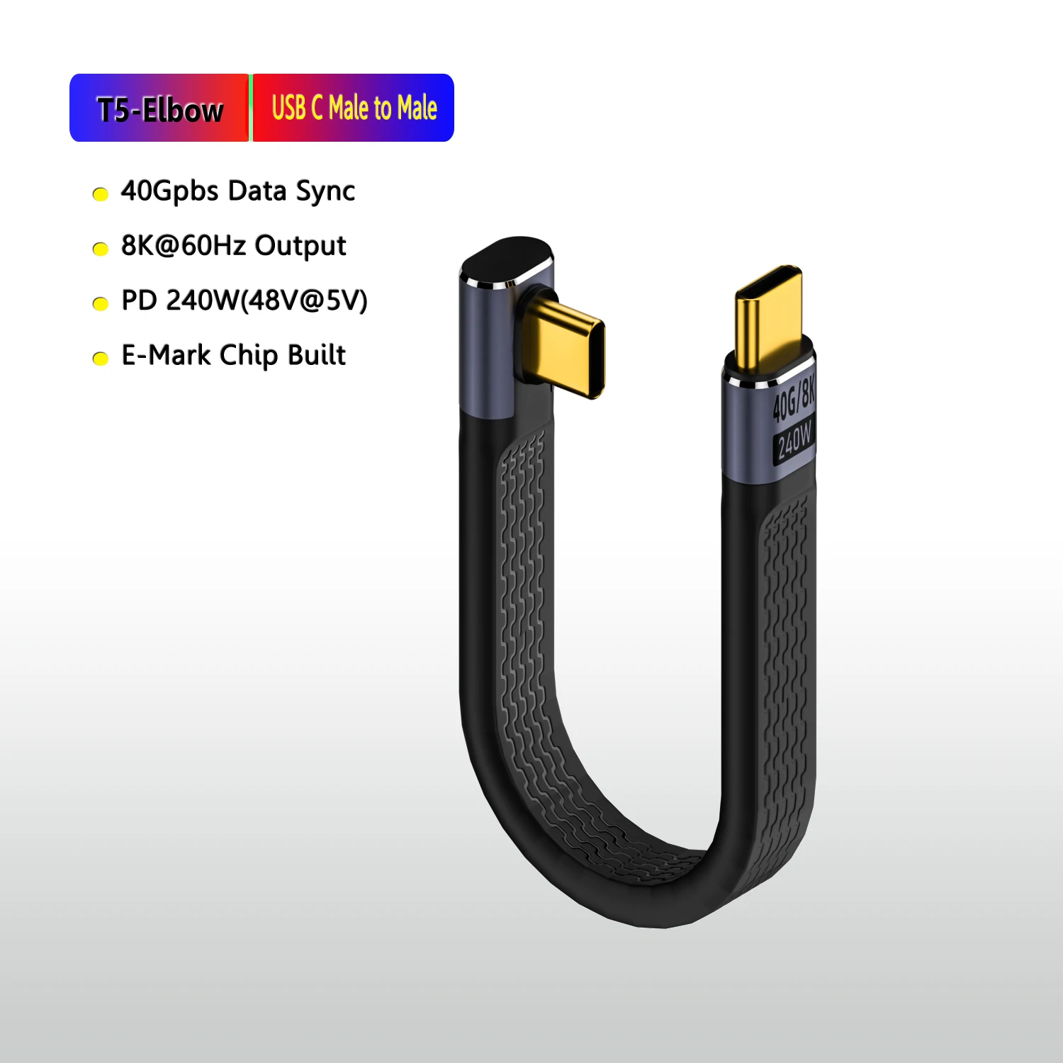 MCGILLON Ellbogen USB 3. 0 Gen3 40 Gbit/s FPC-Kabel PD 4,0 W 5a Schnell ladung Typ C zu Typ C Kabel Thunderbolt 4 8k @ 60Hz Kabel USB C Datenkabel 6