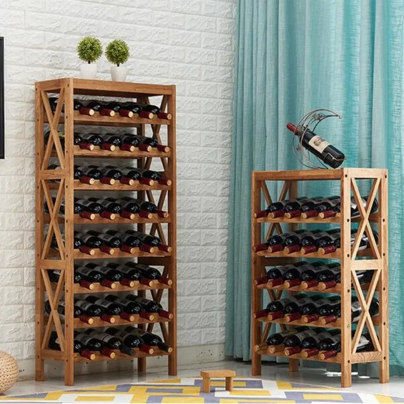 Modern Wooden Wine Rack Cabinet Display Shelf Bar Globe for Home Bar Furniture Oak Wood 25-40 Bottles Wine Rack Holders Storage