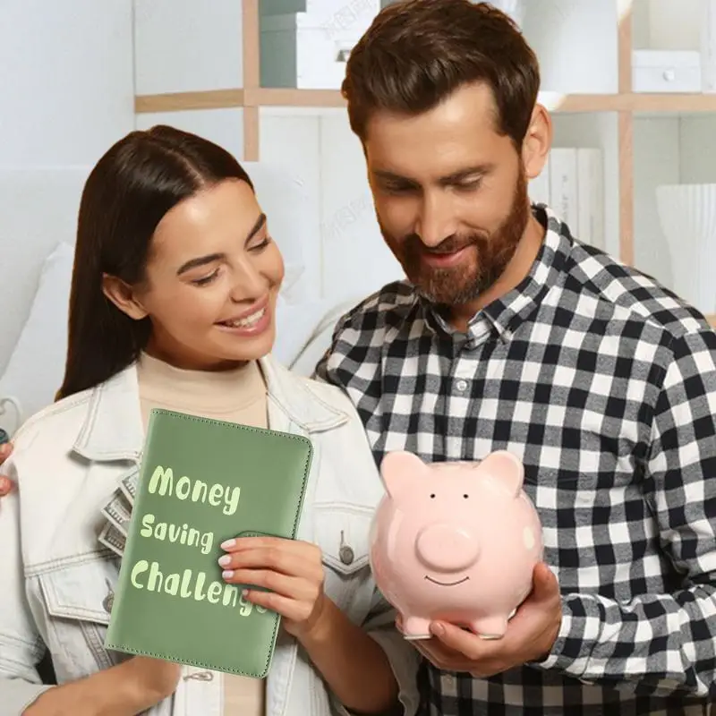 Envelope Challenge Binder Pockets 100 Envelope Savings Challenge Book PU Leather Money Challenge Binder A6 Size Budget Planner