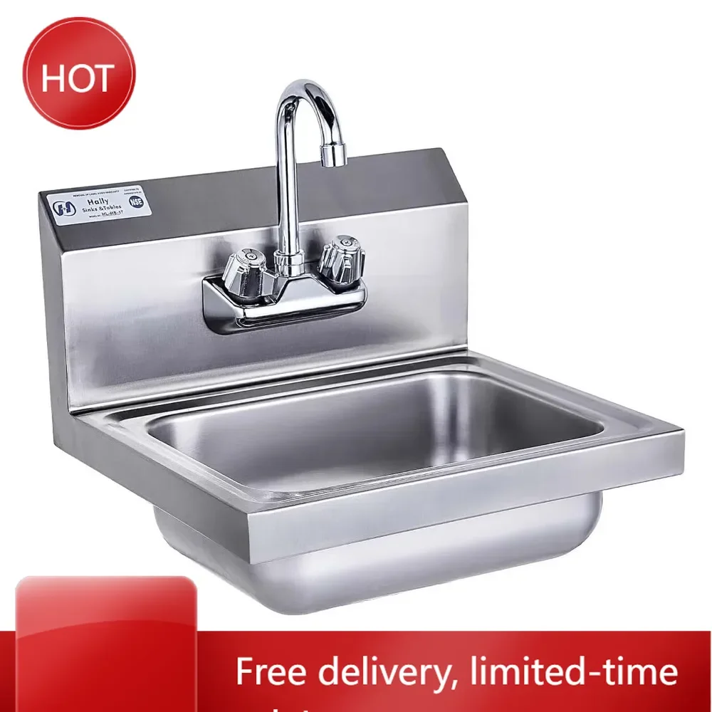 

Горячая распродажа: Настраиваемая мойка HALLY из нержавеющей стали с краном, коммерческая настенная раковина NSF для ресторанов, K