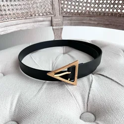 Fashion Leather Thin Belt For Women Triangle Buckle Waist Strap Luxury Designer Female Jeans Dress Trouser Decorative Waistband