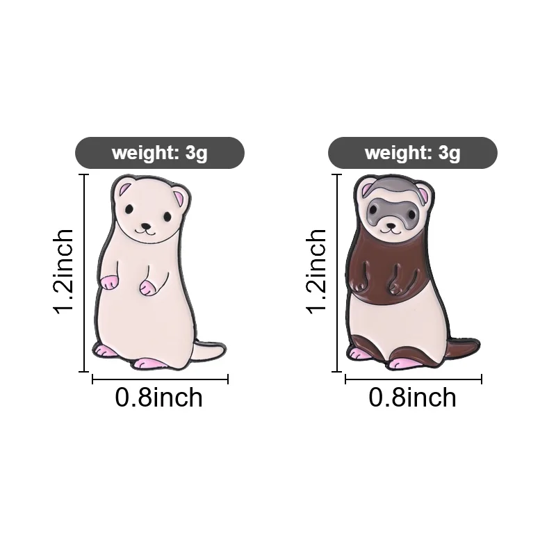 11styles Kawaii Ferret Emaille-Anstecknadeln, Feen-Frosch-Cowboy-Capybara-Brosche, Katze, Panda, Kaffee, Reversnadel, Schmuck, Geschenk für Freunde – Detail 1