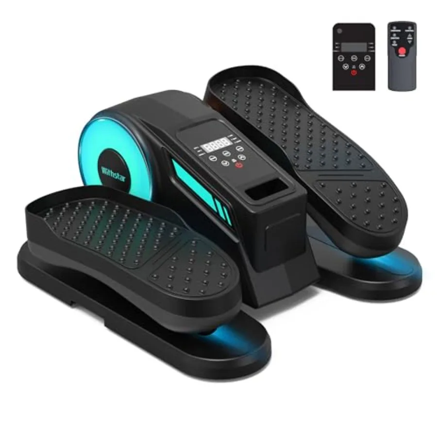 Under Desk Elliptical Machine - Electric Seated Pedal Exerciser for Home Office Use, Steel Frame with Black Finish, 12 Adjustab