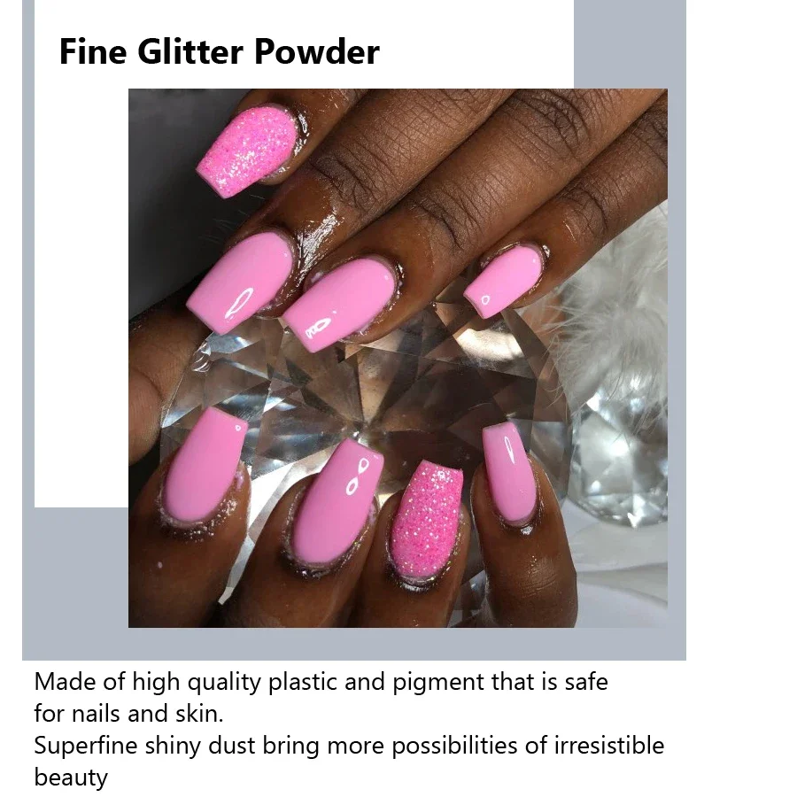 Conjunto de glitter para arte em unhas, 40 peças, cores misturadas, pó fino para esmalte em gel uv, unhas acrílicas, ferramentas de decoração diy