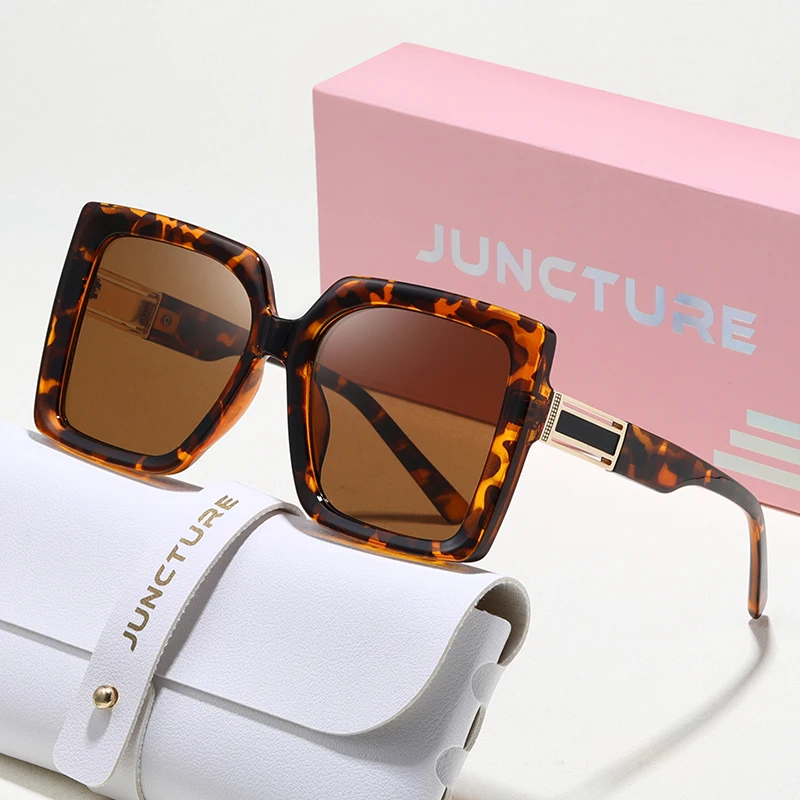 JUNCTURE نظارات شمسية مربعة أنيقة للنساء، نظارات شمسية بإطار كبير متدرج للسيدات، هدايا العطلات، نظارات شمسية للنساء