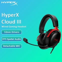 HyperX Cloud III 유선 게이밍 헤드셋, DTS, 메모리 폼, 내구성 프레임, 울트라 클리어 10mm 마이크, USB-C, USB-A 클라우드 3 게임 헤드폰