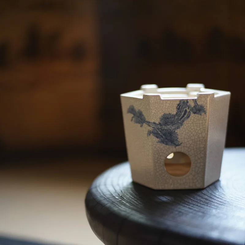 Set da tè in ceramica con forno esagonale, fornello a carbone per la preparazione del tè, base per stufa ad alcool, teiera, fornello a carbone bollente con acqua