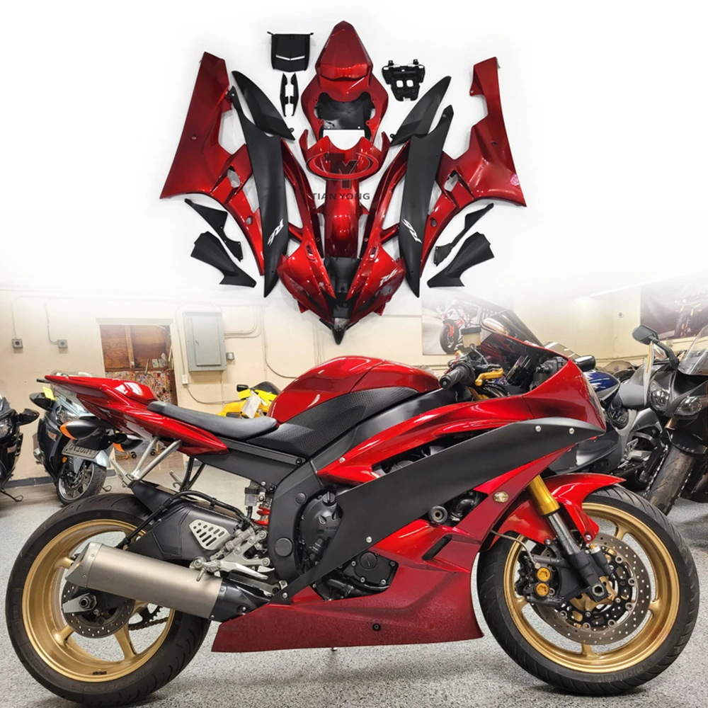 Vinho vermelho fosco preto clássico esquema de cores da motocicleta para yamaha yzf600 r6 2006 2007 kit carenagem completa carroçaria injeção carenagem