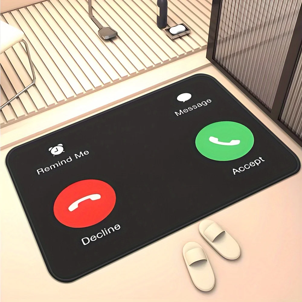 1pc Call Reminder Pattern DoorMat, Non-slip Floor Mat, Suitable for Living Room, Bedroom, Bathroom, Holiday Home Decoration