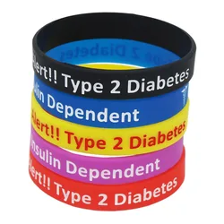 1PC New Diabetic Bracelets Medical Alert Type 2 Diabetes Insulin Dependent Silicone Wristband Armband Nurse Bangles Gifts SH060