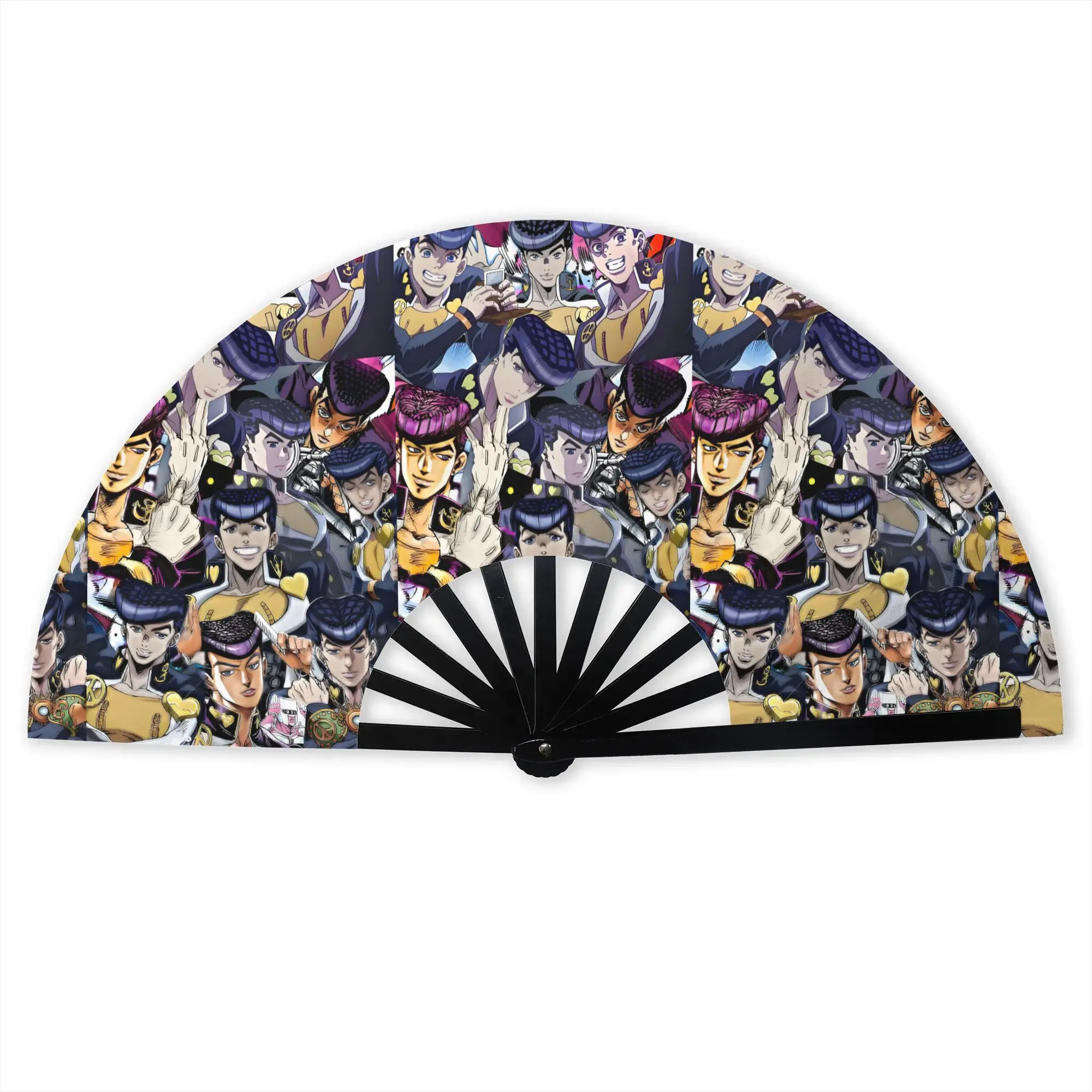 JoJos Bizarre Adventure Stylish Hand Fan Women Cartoon Anime Printed Polyester Fan Trendy For Wedding Party Gift
