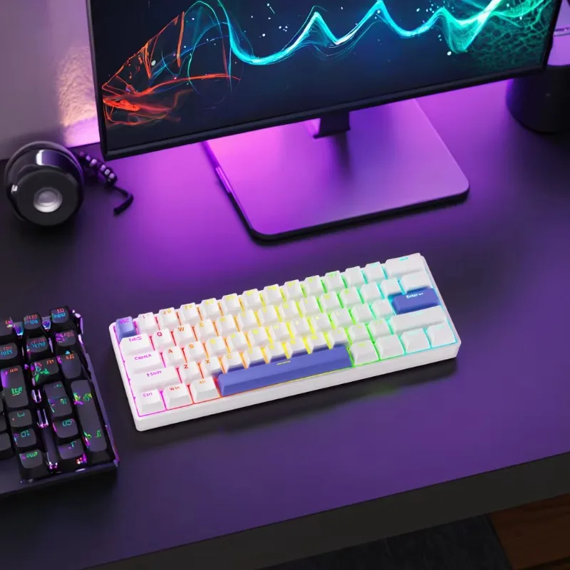 G60 Wired Mechanical RGB Backlit Programmable Keys Magnetic Switch Adjustable Actuation Distance White Gaming Keyboard