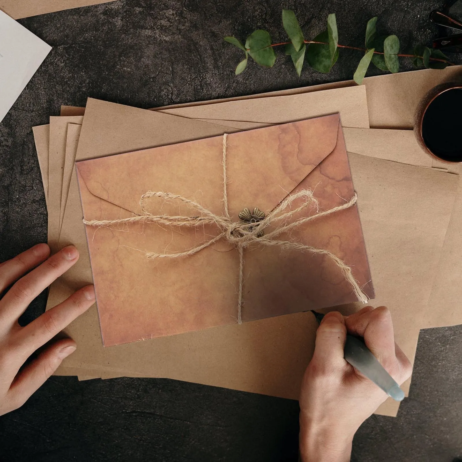 

Retro Writing Set 3 Kraft Paper Envelopes Retro Writing Stationery No Bleed Vintage Letter Copper Elegant Invitations
