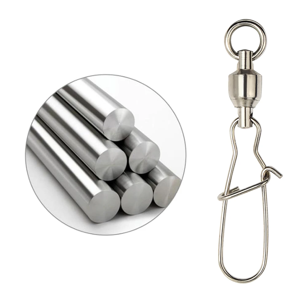 DNDYUJU 10Pcs Stainless Steel Fishing Connector Swivels Interlock Rolling with Hooked Bearing Fishhook Lure Tackle Accessories