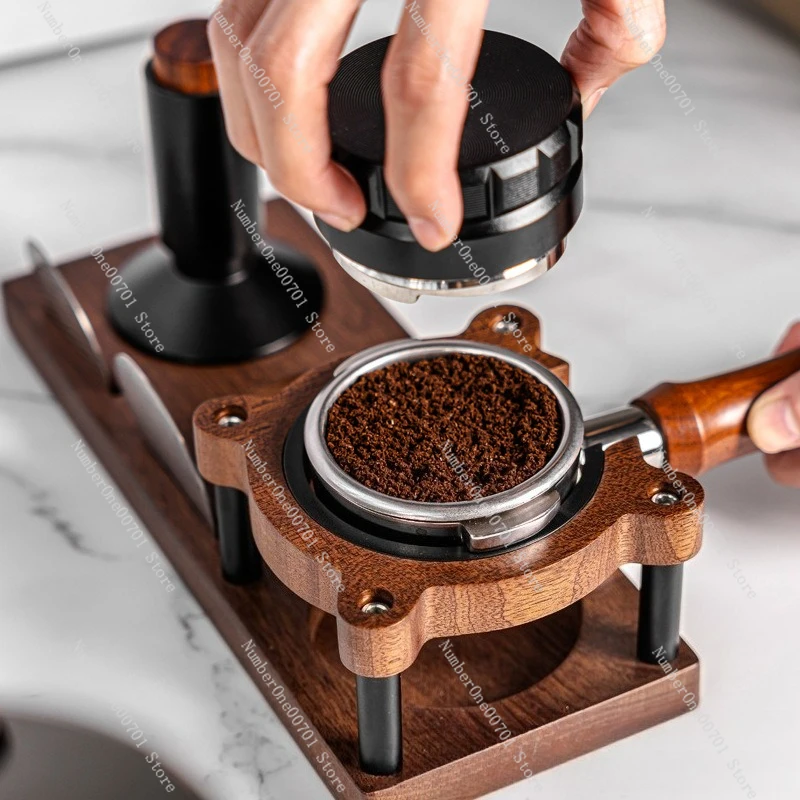 Solid Wood Coffee Tamper Station, Universal 51-58mm Tamper Holder & Docking Cradle, Barista Tool for Espresso Machine