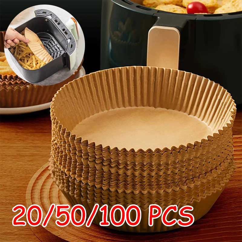 100/50/20PCS Air Fryer Paper Trays Airfryer Baking Paper Molds Square Round Oil-proof Air Fryer Disposable Cooking Paper Liner 1