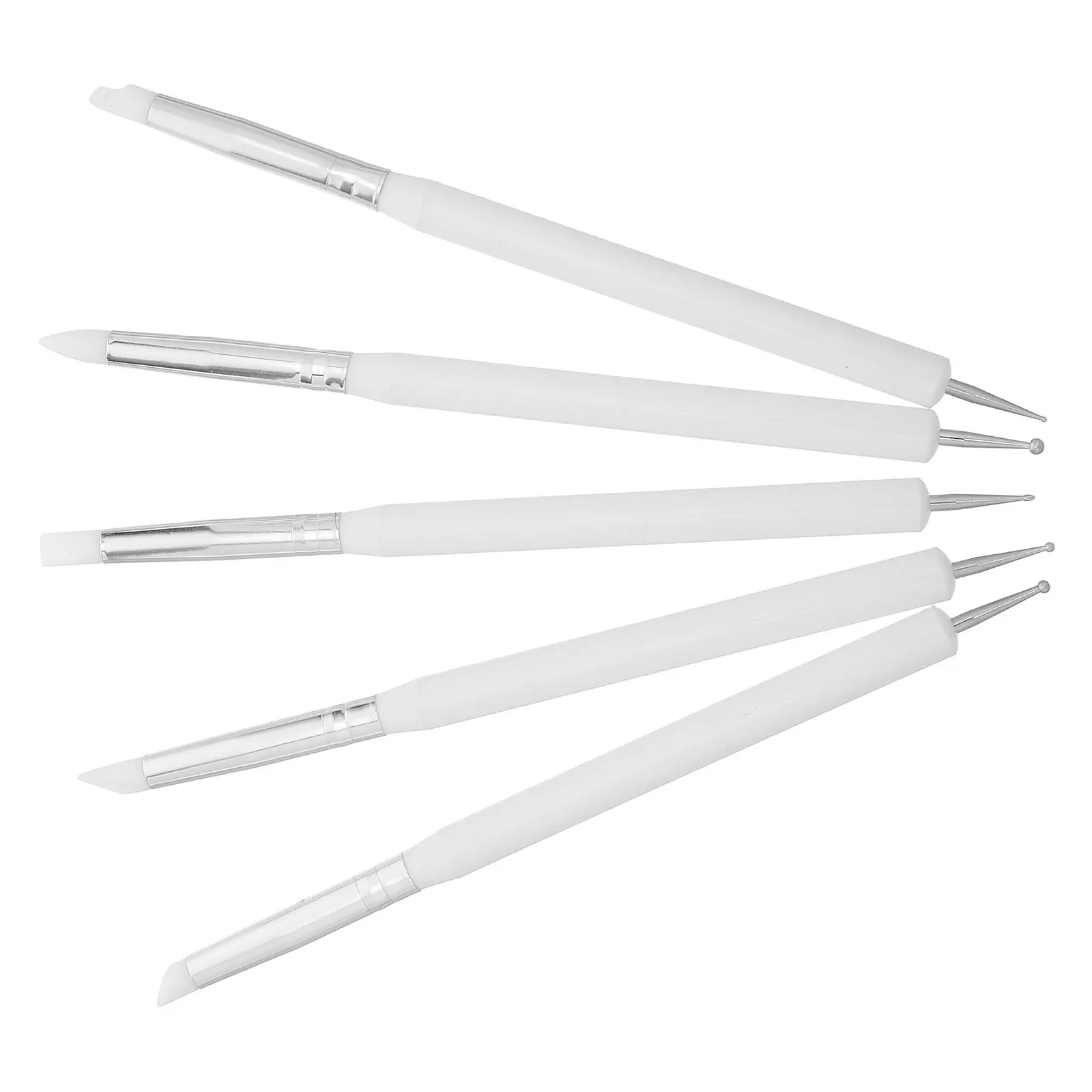 5Pcs Ergonomic Silicone Clay Tools Double-Ended Ball Stylus Set for Polymer Clay Pottery Ceramics Sculpting Embossing Texture