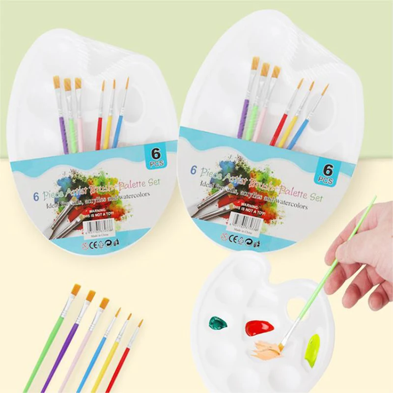 Juego de paleta de pinceles de pintura acrílica, 7 Uds., pinceles de pelo de nailon, juego de pinceles para acuarela, suministros escolares, regalos para dibujar