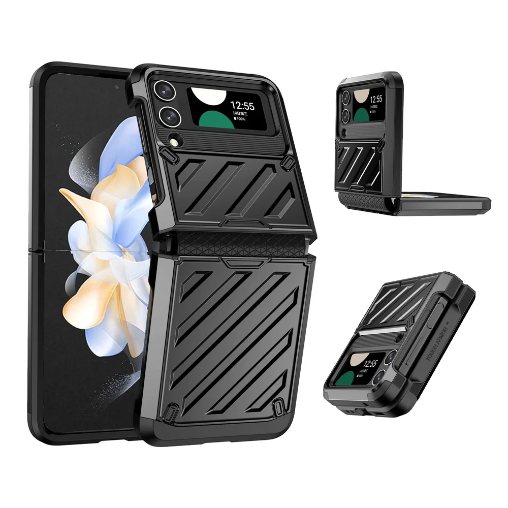 

Military Grade Protection Armor Folding Case For Galaxy Z Flip 3/4/5 Shockproof Heavy Duty Defender Cover Hinge Case