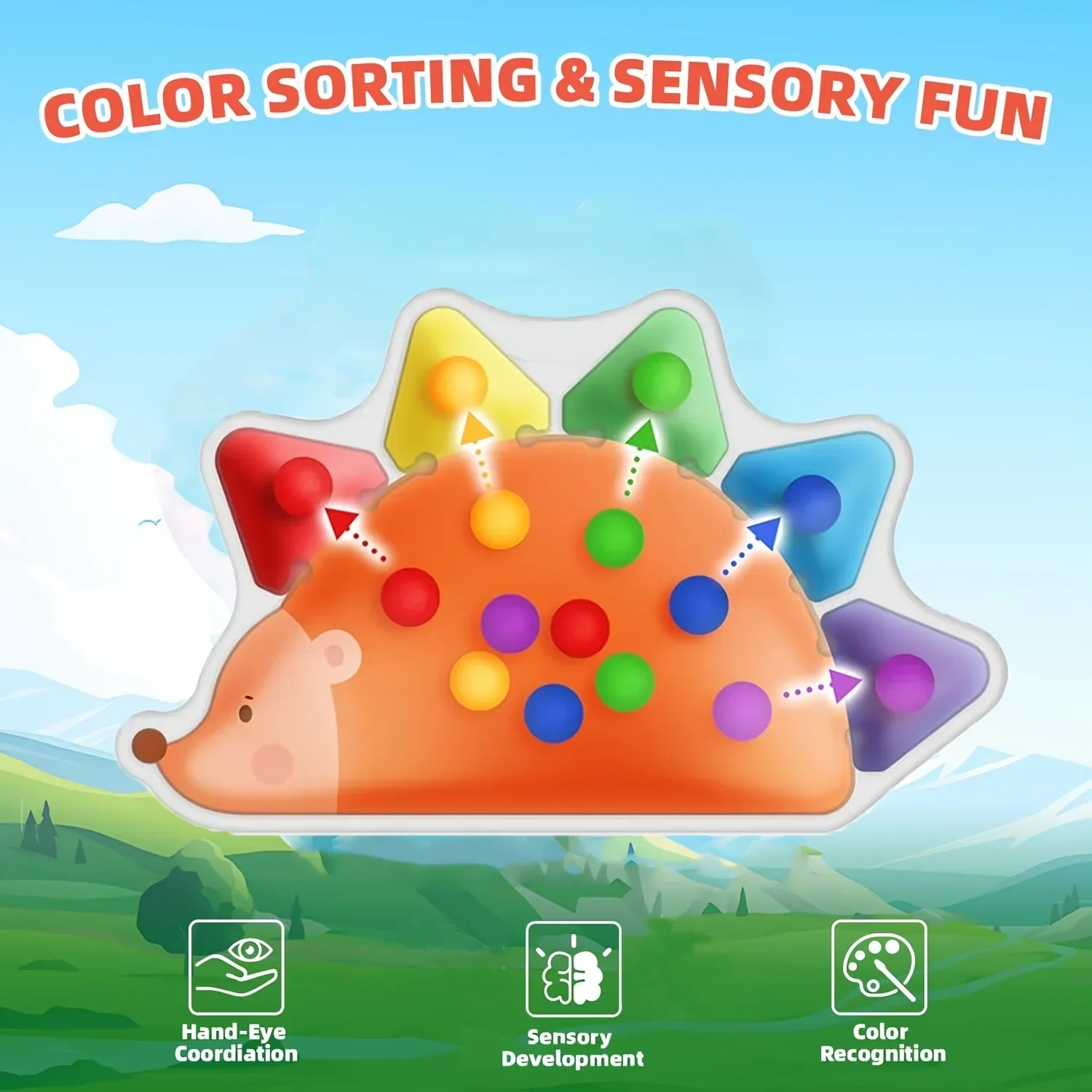 

Dinosaur Montessori Sensory Toys for Toddlers Color Sorting Squeeze Fidget Toys Fine Motor Skills Game Easter Gifts for Kids