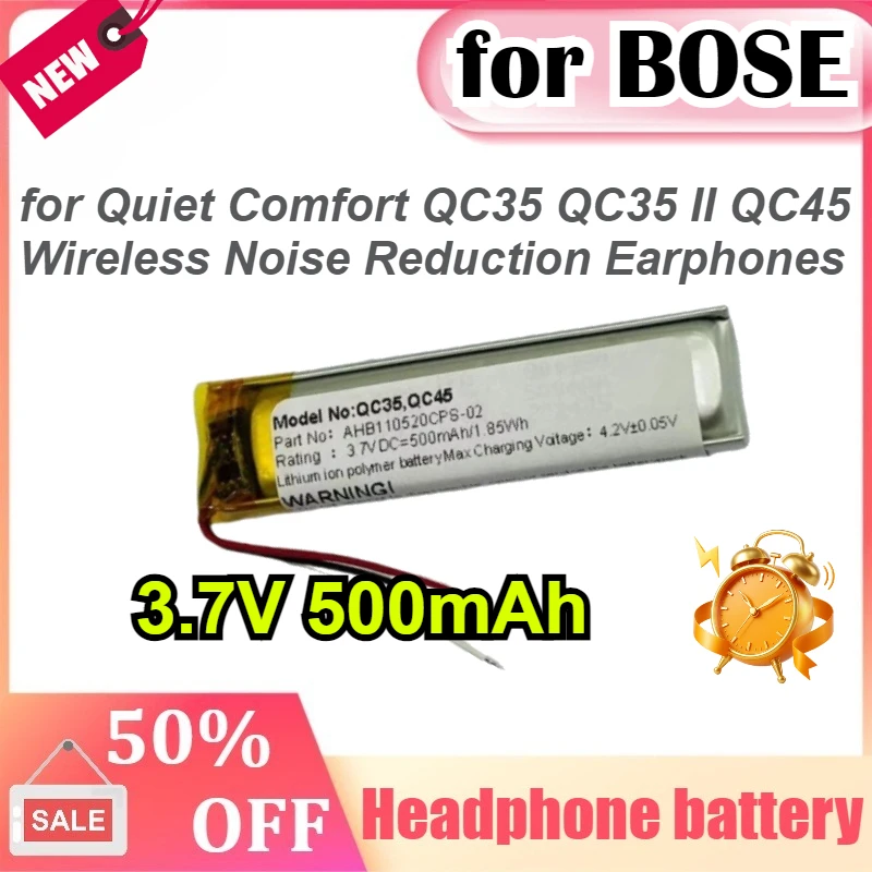 

3.7V 500mAh for BOSE Quiet Comfort QC35 QC35 II QC45 Wireless Noise Reduction Earphones Battery