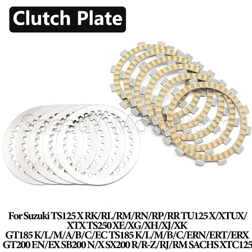 Image of Motorrad-Kupplungsreibscheiben-Kit für Suzuki TS125 TU125 TS250 GT185 TS185 GT200 SB200 SX200 XTC125 TS TU 125 GT 185 200