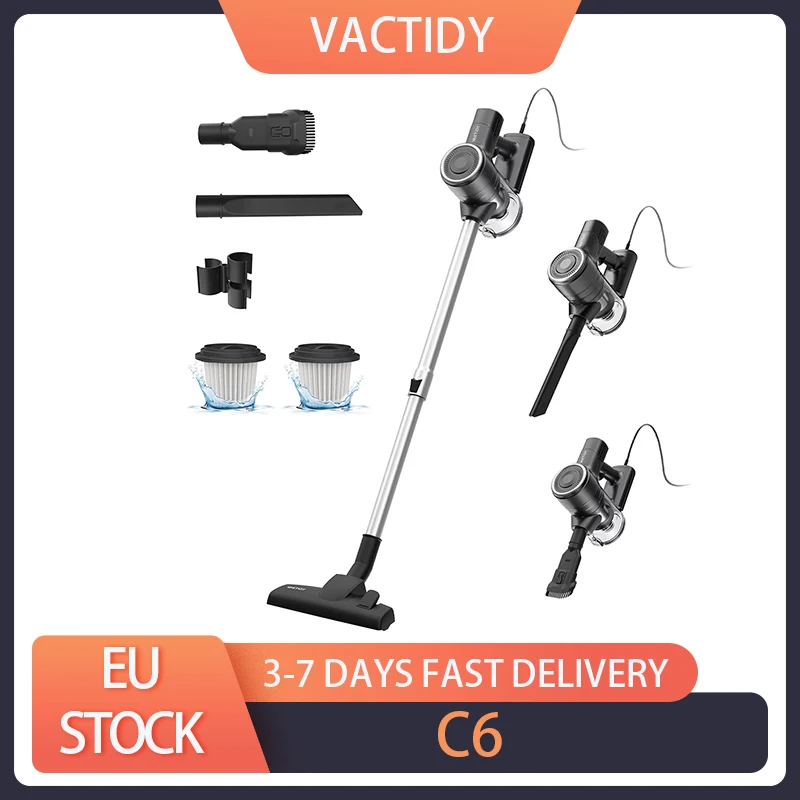 Vactidy C6 18 KPA Corded Vacuum Cleaner with 7m Cable 600W Motor 800ml Dust Box HEPA Filter AntiOverheating/Anti-scalding Design