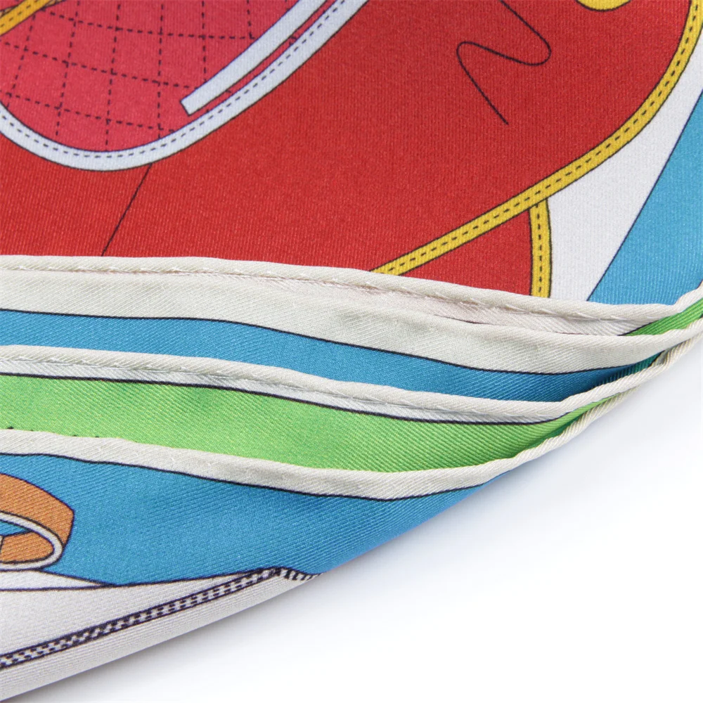 POBING Gekräuselt Worden Twill Seidenschal Frauen Sattel Doppelseitig Bedruckte Quadratische Schals Wraps Echarpes Foulards Femme Hijabs 70CM – Detail 1