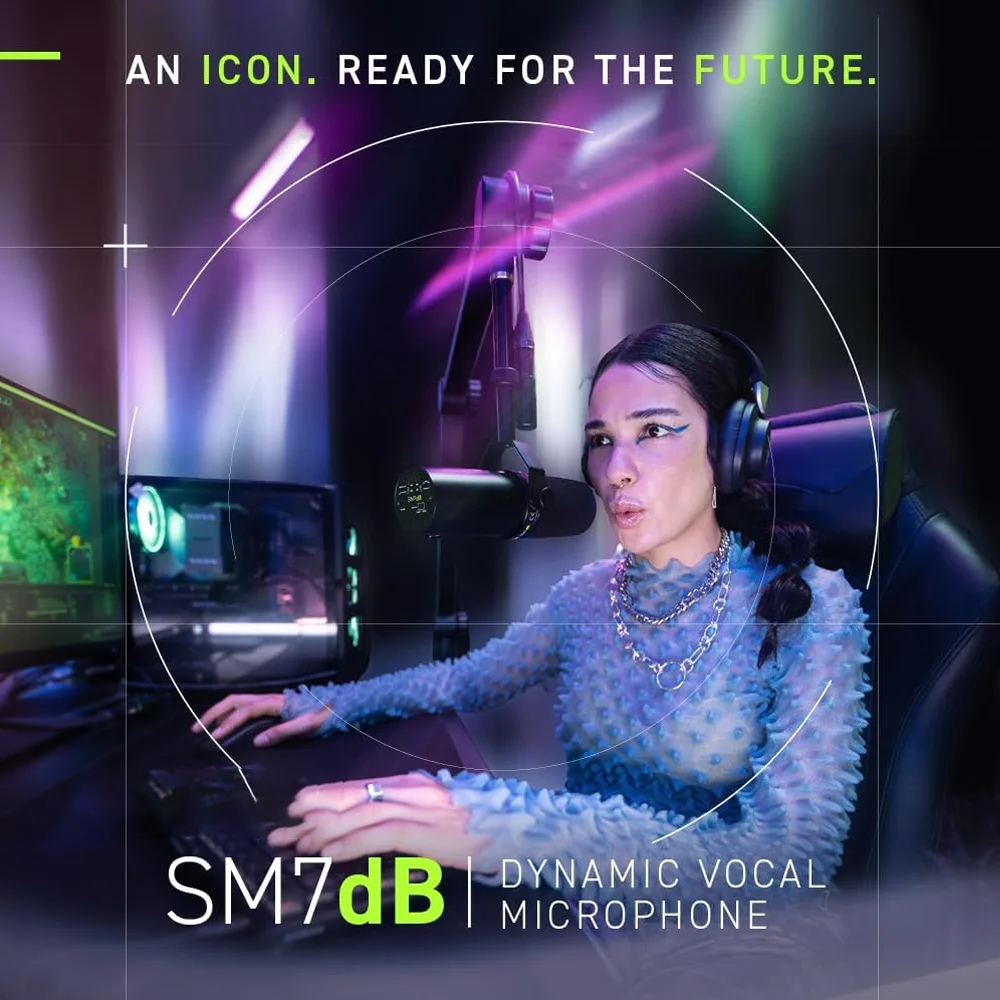 ميكروفون صوتي ديناميكي احترافي SM7dB مع مضخم مدمج لتوفير تسجيل استوديو البث المباشر