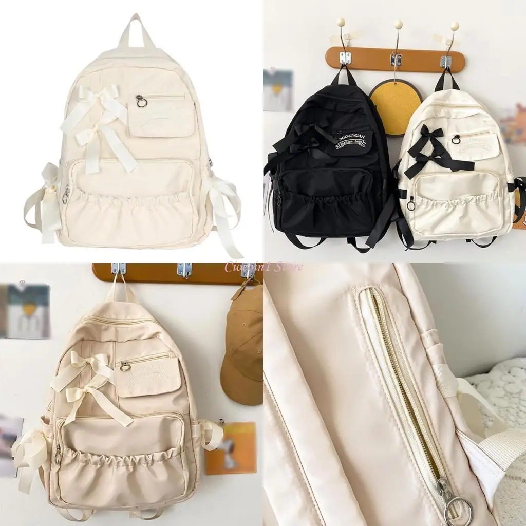 

Y1UB Модный опрятный стиль сладкий рюкзак для бахнота для девочек -подростков Нейлоновая школьная сумка с плиссированной на на