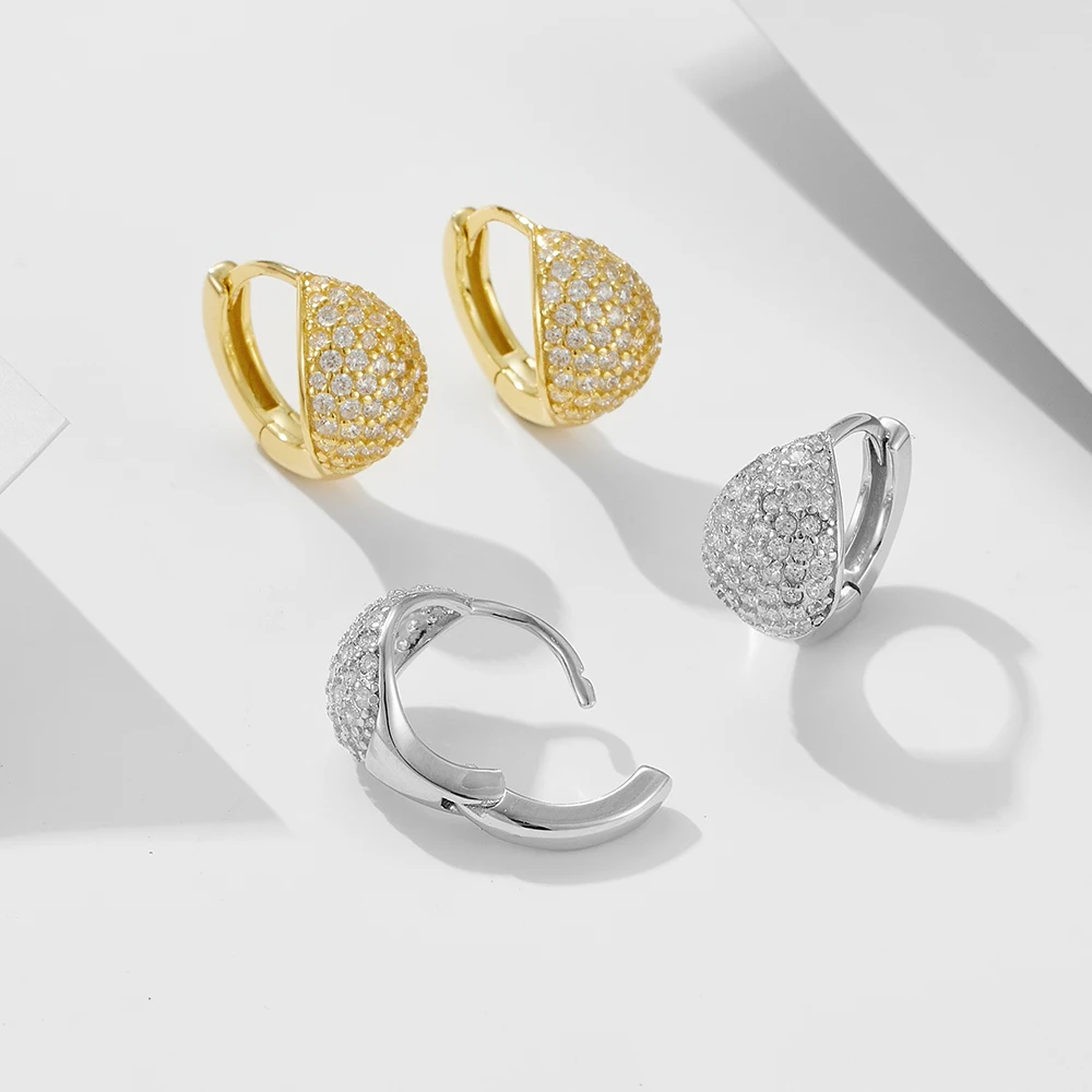 Women's Micro-Set Zirconia Circle Ear Cuffs S925 Sterling Silver High-End Geometric Full-Diamond Studs Quality Jewelry - view 5