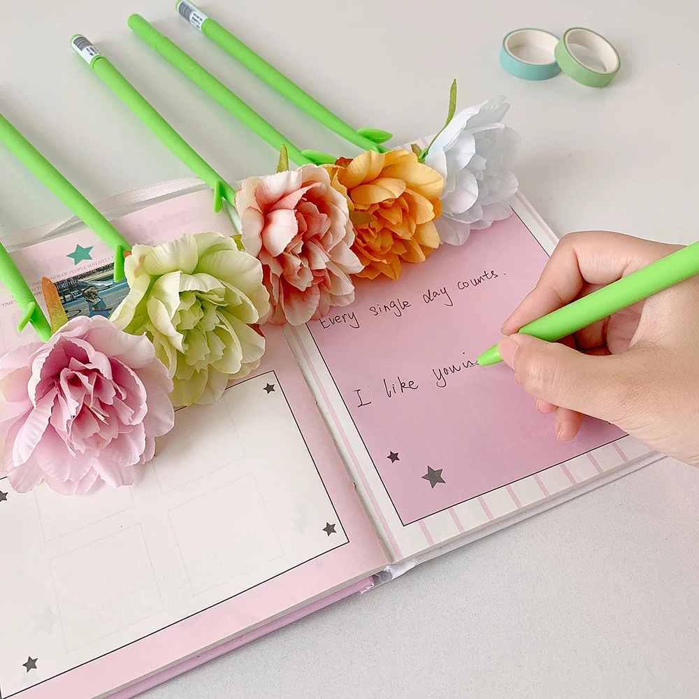 3 قطعة/المجموعة زهرة مقلد زهرة قلم حبر جاف سطح المكتب الفن نمط الزخرفية زخرفة طالب القرطاسية قلم حبر جاف مجموعة #6