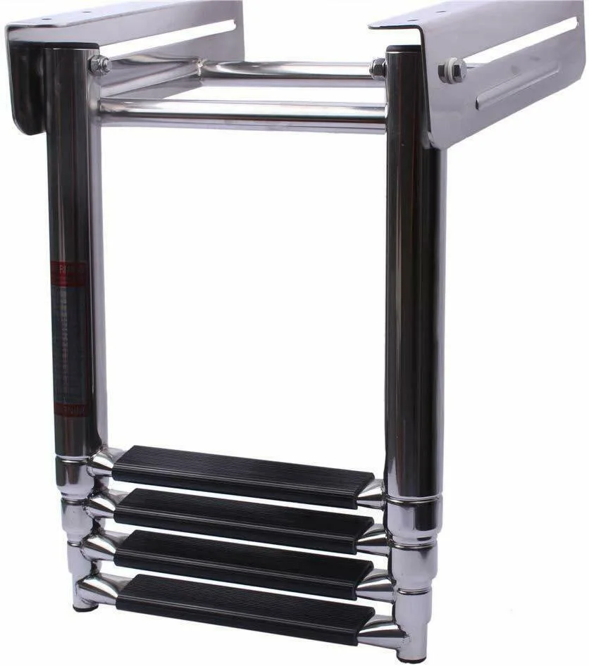 Hot Sale Marine Stainless Steel 4 Steps Folding Flexible Ladder Water Ladder Mirror Polish Marine Hardware Boat Accessories