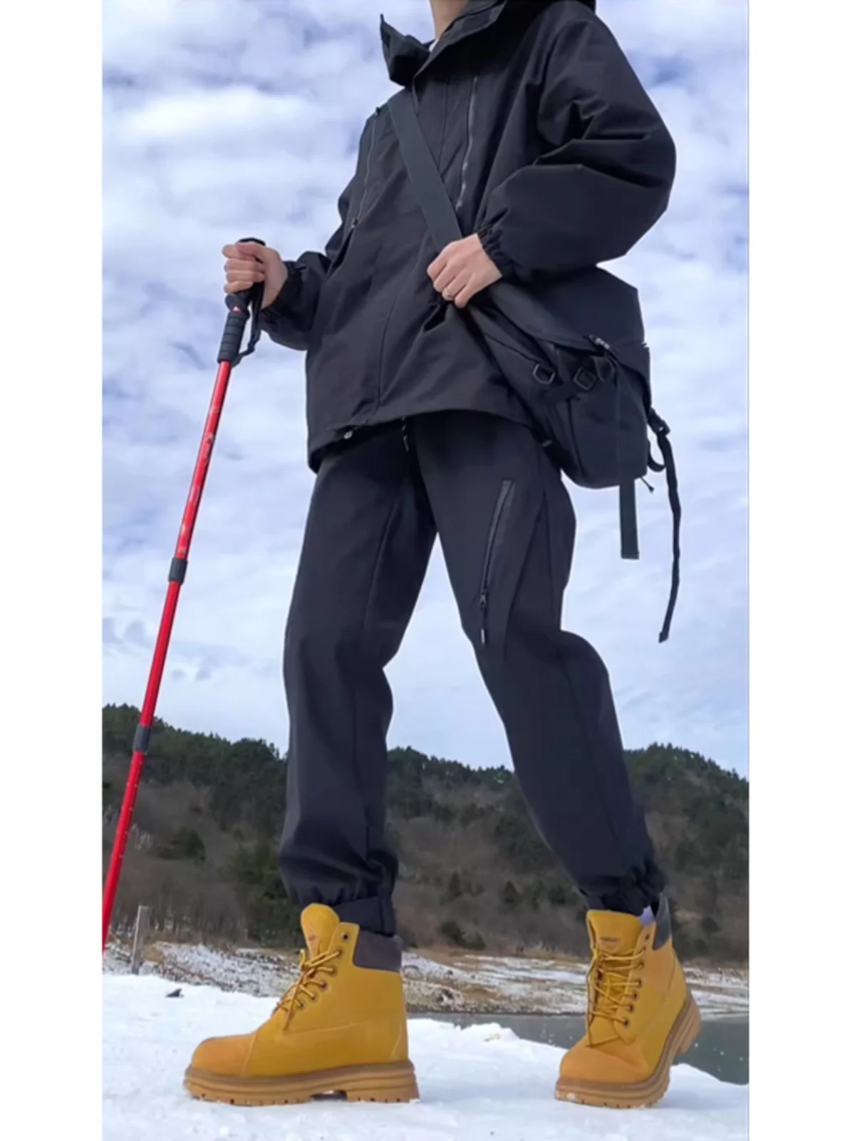 

Мужские брюки American Sle Fce с подкладкой для катания на лыжах и пешего туризма, рабочие брюки, свободный крой, эластичный пояс, длинные брюки, молодежные, энергичные.