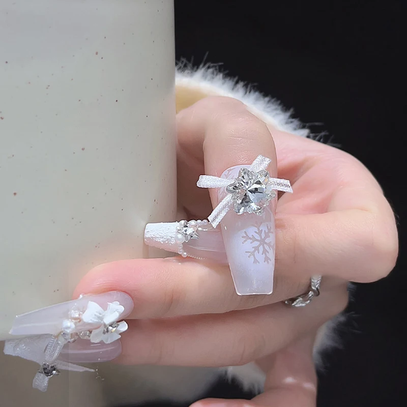 10Pcs Organza Band Bogen Nagel Charms 3D Dekoration Knoten Strass Koreanischen Stil Maniküre Schmuck Kawaii Zubehör für Nagel Ar