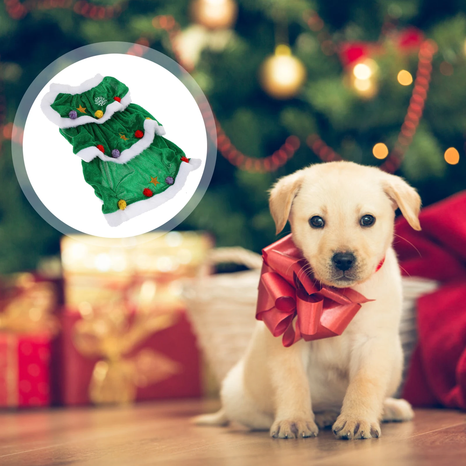 

Christmas Tree Shape Dog Dress Creative Warm 35Cm Puppy Costume Party Clothes Pet Clothes for Christmas