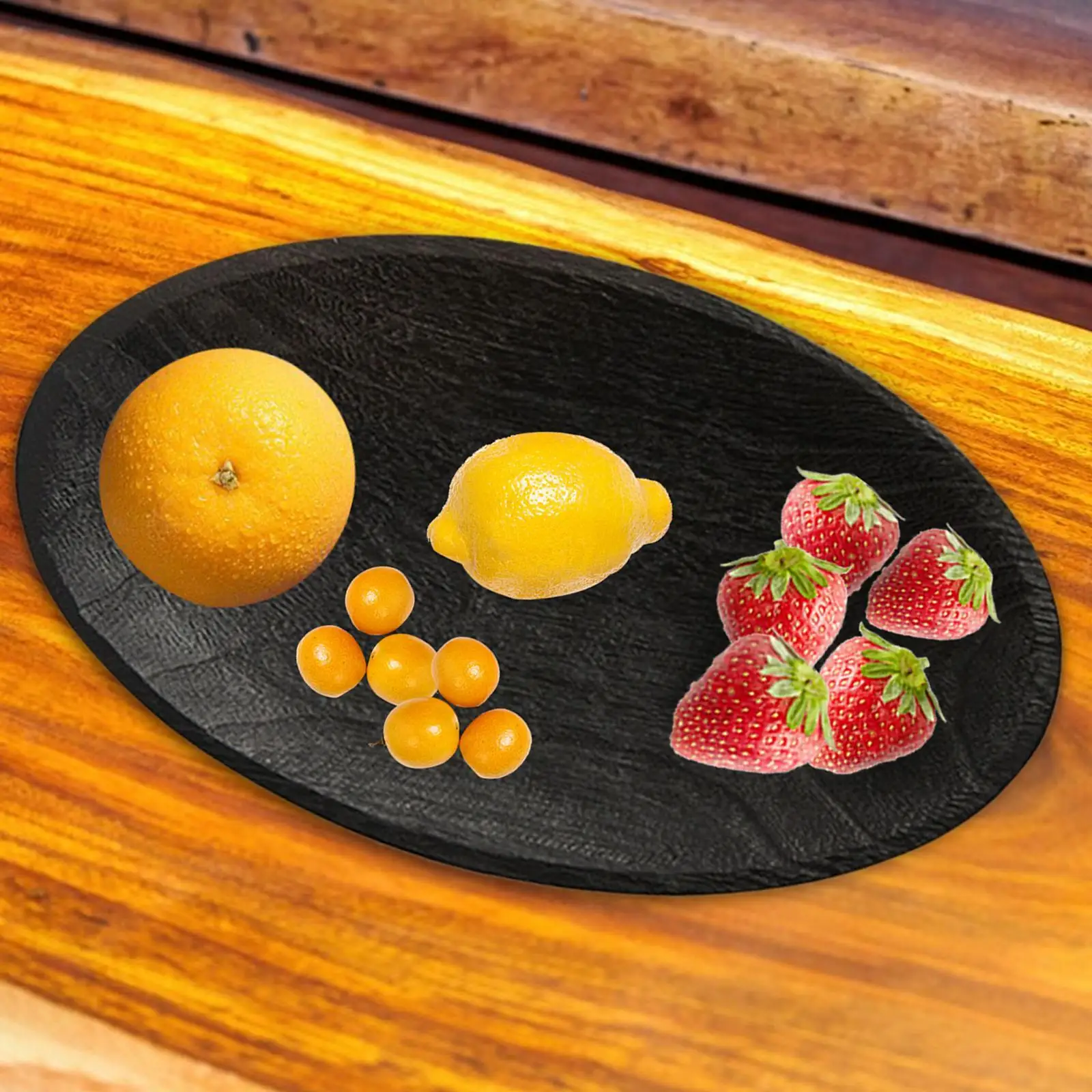 

Wooden Fruit Tray Retro Storage Rack Dessert Display Coffee Tea Platter Wood