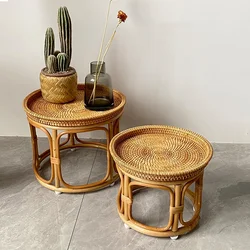 Creative Handmade Rattan Weaving Characteristics Retro Storage Home Tea Table Afternoon Tea Pastries Food Storage Furniture Hot