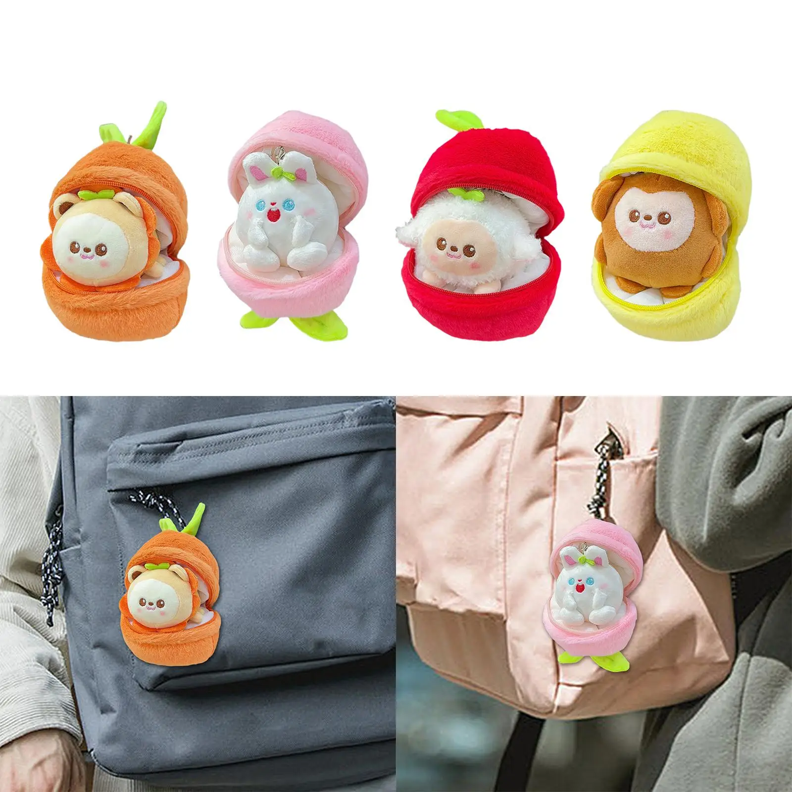 Fruit Keychain Soft Stuffed Doll Women Fruit Doll Plush Toy for Car Tote Backpac