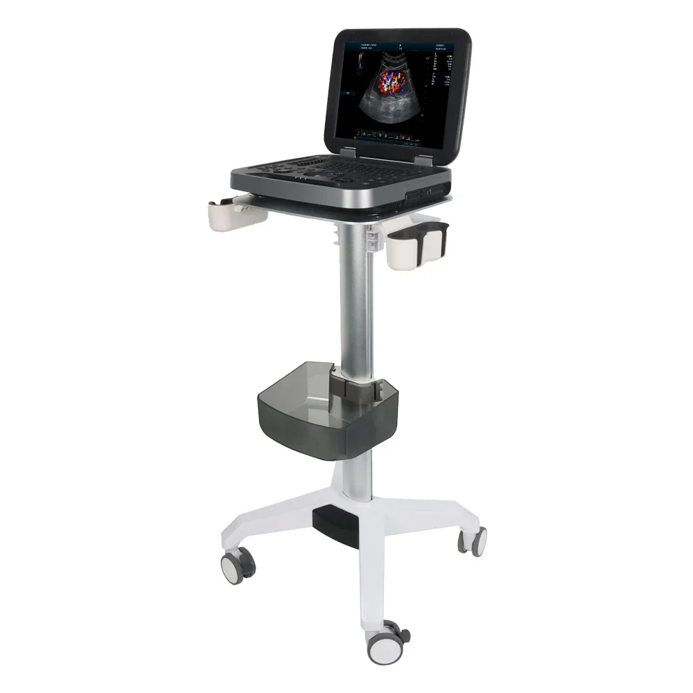 Manual Height Adjustable Ultrasound Probe Trolley, Portable Aluminum Alloy Cart 87-102cm for Multi-scene Use