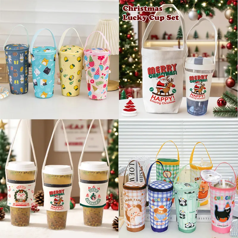 1PC Portable New Christmas Milk Tea Tote Bag Heat Preservati