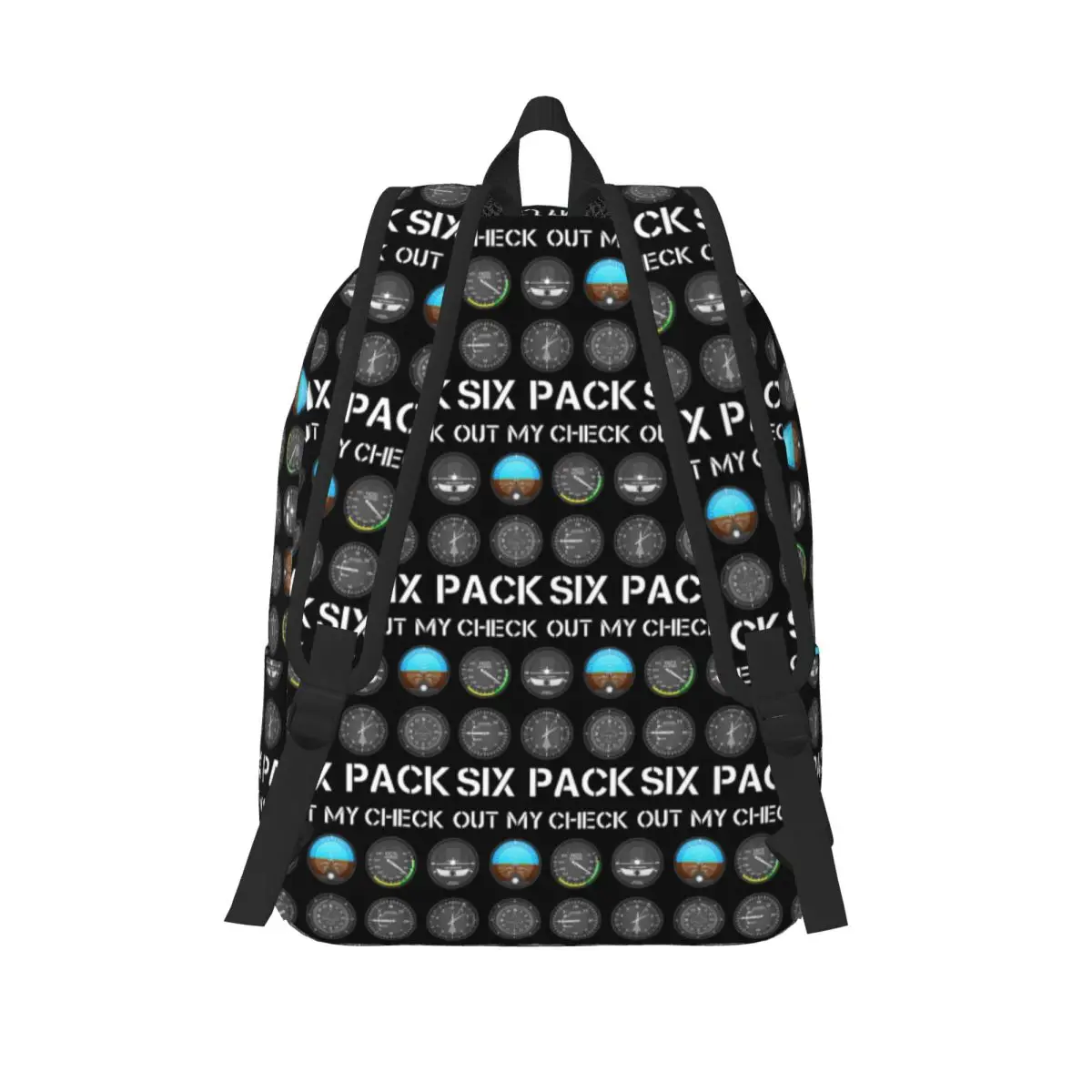 Funny Pilot Top Airplane Six Pack Flight Instruments Backpack School Bag Hiking Travel Daypack Fashion Bookbag Shoulder Bags