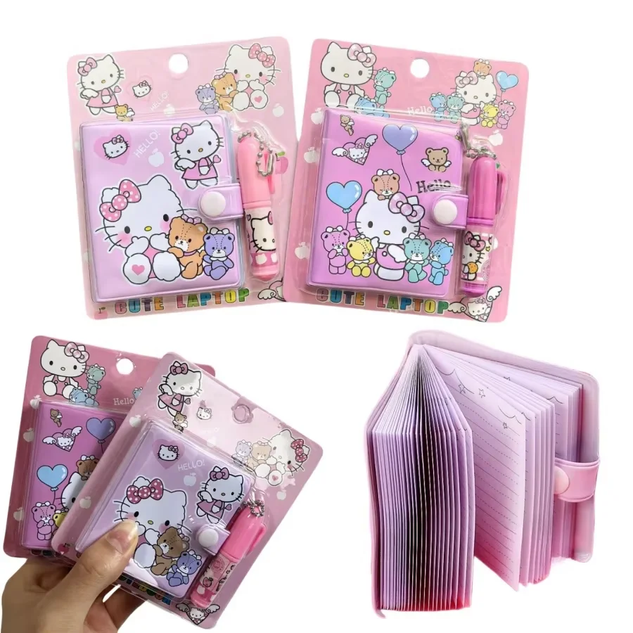Lot de 1/4/8/16 carnets Hello Kitty, petit format, Kawaii, mini, portable, fournitures scolaires, papeterie, cadeaux d'anniversaire