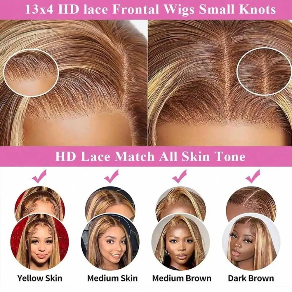 Highlight Wigs Colored Straight Lace Front Human Hair Wigs For Women Honey Blonde Straight 13x4 Hd Lace Frontal Wigs Human Hair - Image 4