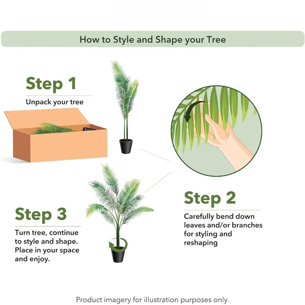 تمت ترقيتها بالكامل - شجرة النخيل الذهبية بطول 4 أقدام، تتميز بشكل فريد من نوعه، نسخة مطورة جديدة عالية الجودة #2